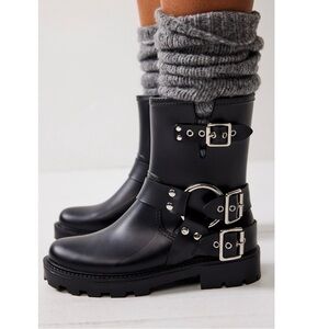 Jeffrey Campbell Make It Moto Rain Boots in Black Size 9